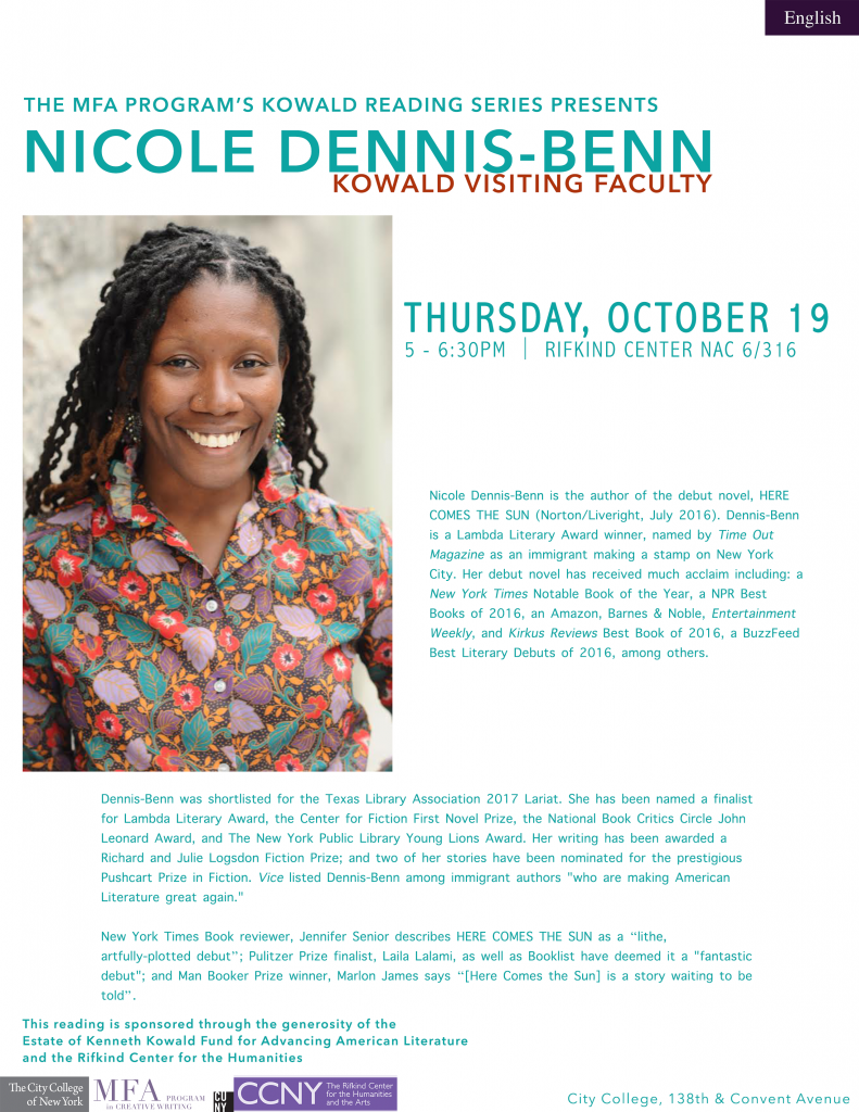 Nicole Dennis Benn Reading Mfa Program In Creative Writing